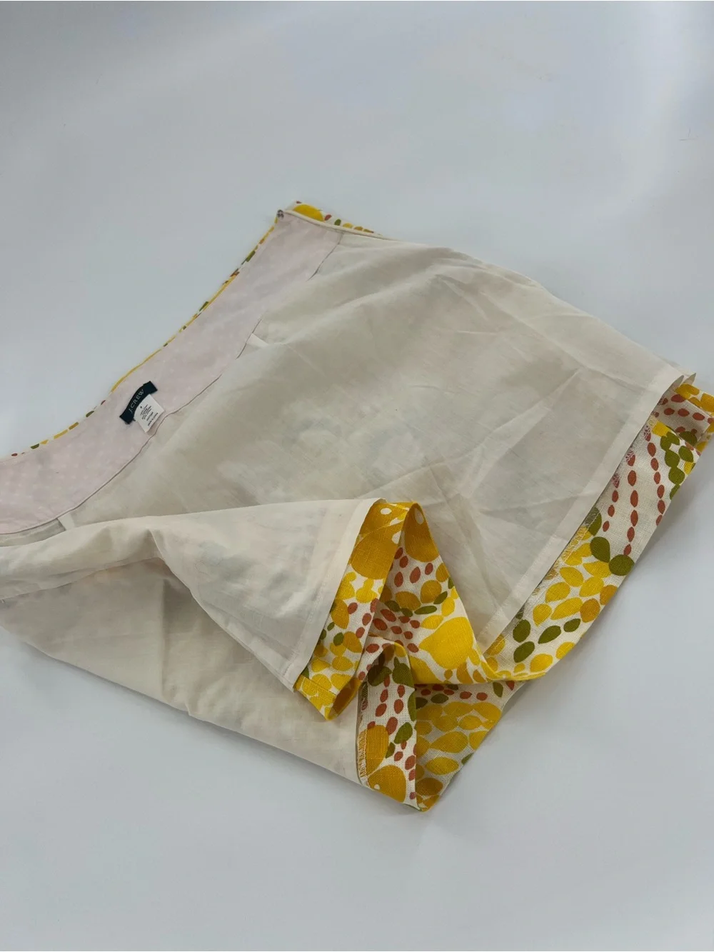J. Crew Yellow Floral Mini Skirt with Green and Cream Accents